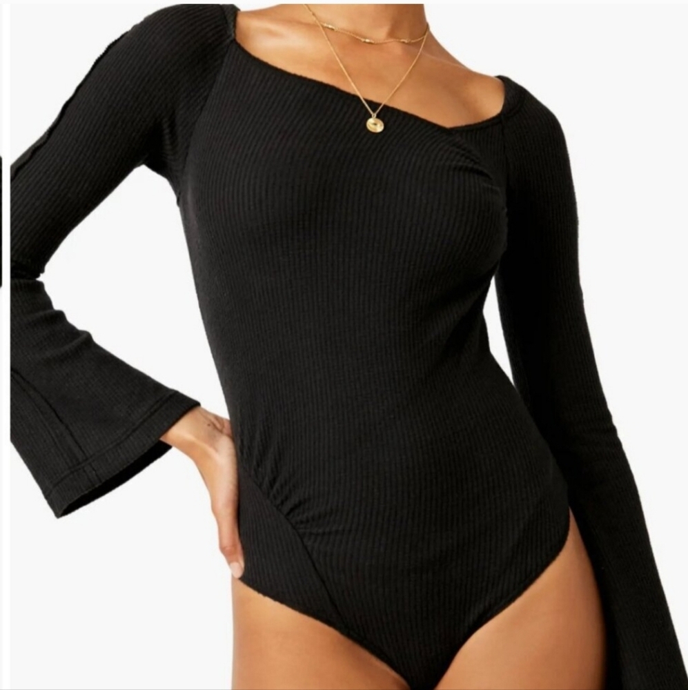 Free People On A Cloud Bodysuit in Black